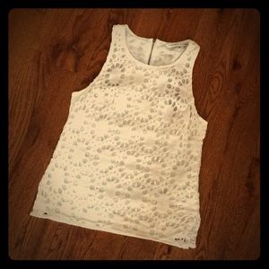 Trina Turk Summer White Eyelet Racerback Top EUC